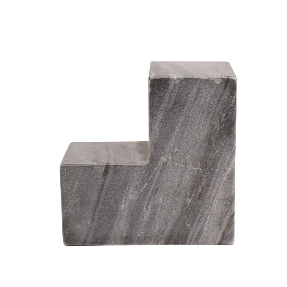 Marble Object L Shape - Grey