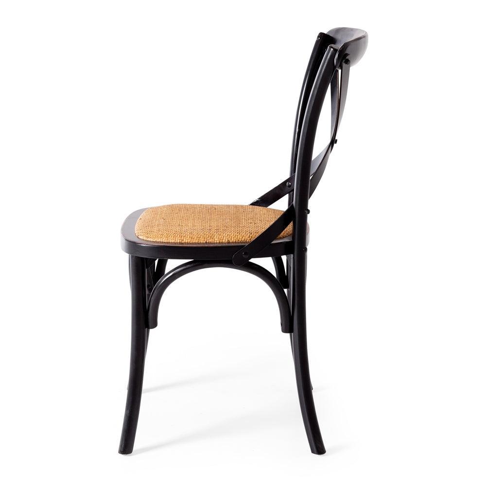 Villa X Back Dining Chair - Aged Black Rattan Seat - Humble & Grand Homestore