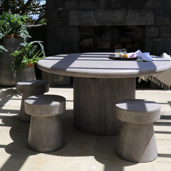 Patras Round Concrete Table - Grey
