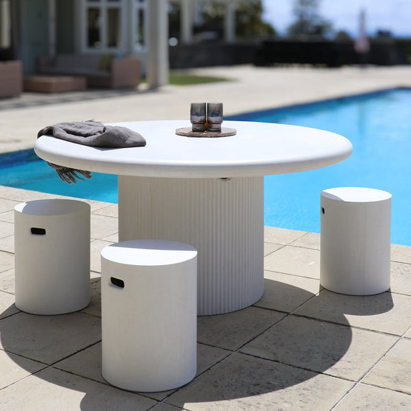 Patras Round Concrete Table - White
