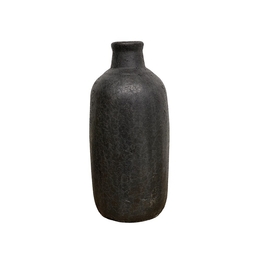 Earthenware Bottle Vessel - Aged Black