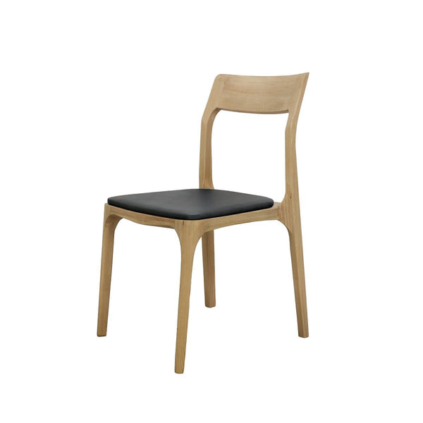 Cooper Stackable Dining Chair - Natural Frame & Black Leather
