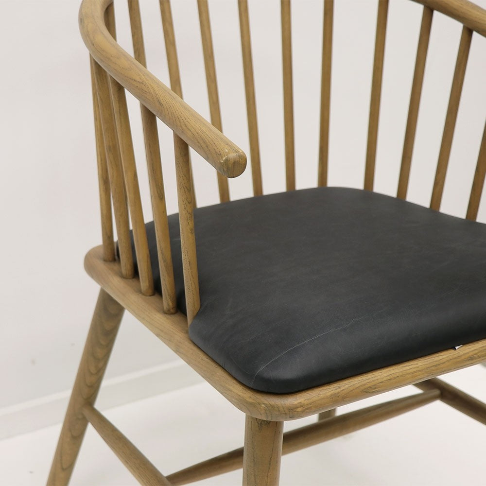 Ankara Dining Chair - Aged Black Leather