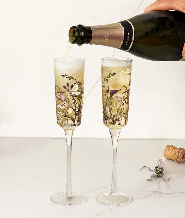 Wildflower Champagne Flutes Set of 4
