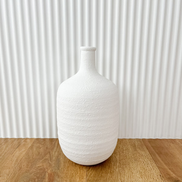 Irina White Bottle Vase - Small