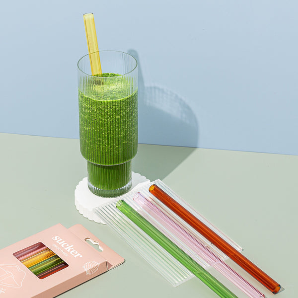 Reusable Glass Smoothie Straws - Multi-colour