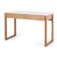 Avalon Natural Oak Desk - Marble Top - Humble & Grand Homestore