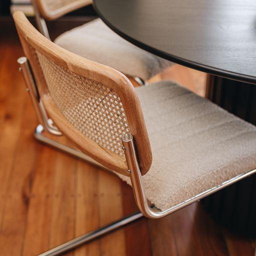 Breuer Dining Chair - Natural Oak Boucle Seat - Humble & Grand Homestore