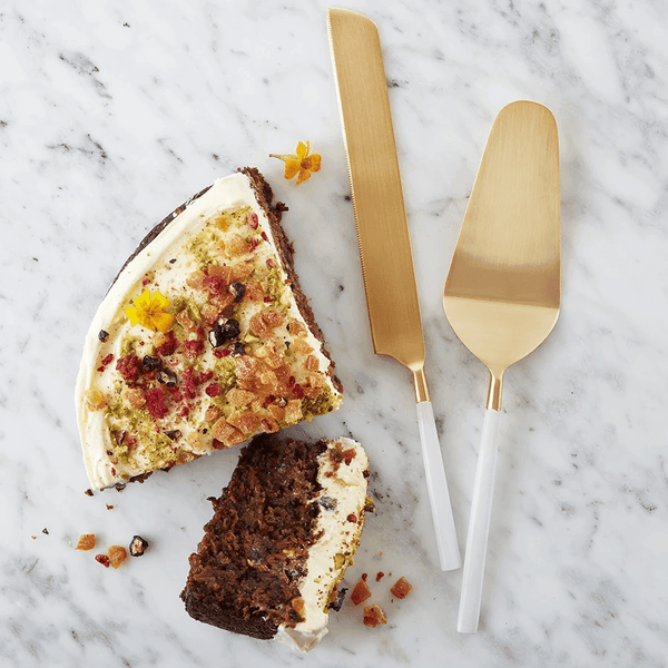 Cake & Knife Set - White - Humble & Grand Homestore