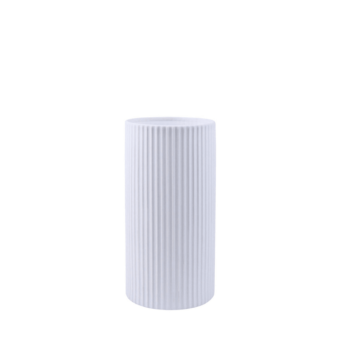 Cylindrical Lines Lamp - Matt White Medium - Humble & Grand Homestore