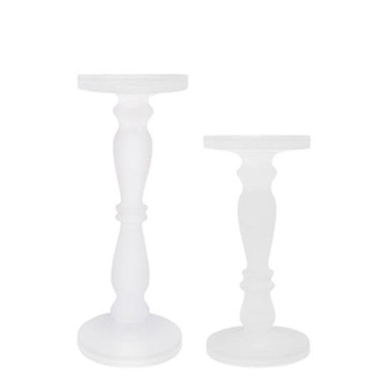 Frosted Glass Candlestick Set of 2 - Clear - Humble & Grand Homestore