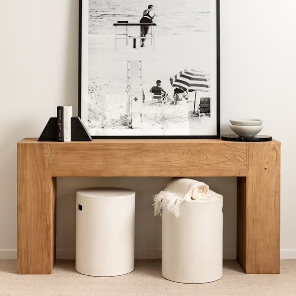 Concrete Pipe Side Table / Stool - White