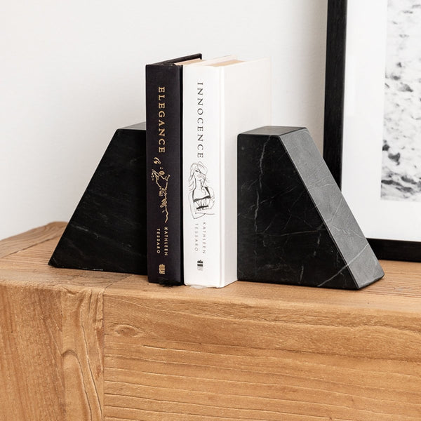 Marble Bookends Pair - Black