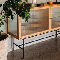 Kobe Sideboard Fluted Glass - Oak - Humble & Grand Homestore