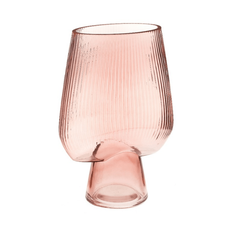 Lianne Ribbed Glass Vase Blush - Humble & Grand Homestore