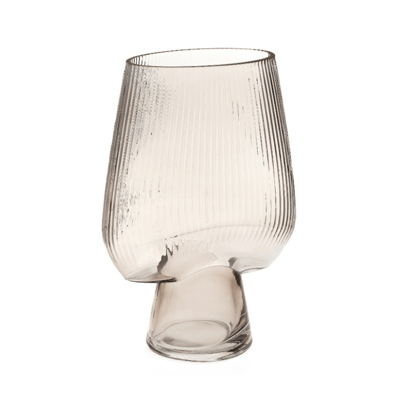 Lianne Ribbed Glass Vase Taupe - Humble & Grand Homestore
