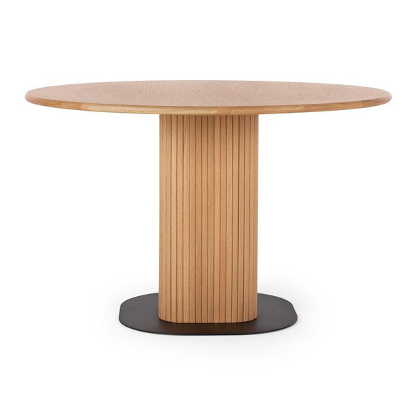Palliser Round Dining Table - Oak/Black Base - Humble & Grand Homestore