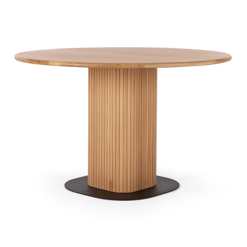 Palliser Round Dining Table - Oak/Black Base - Humble & Grand Homestore