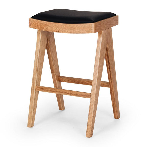 Palma Barstool - Natural Oak PU Seat - Humble & Grand Homestore