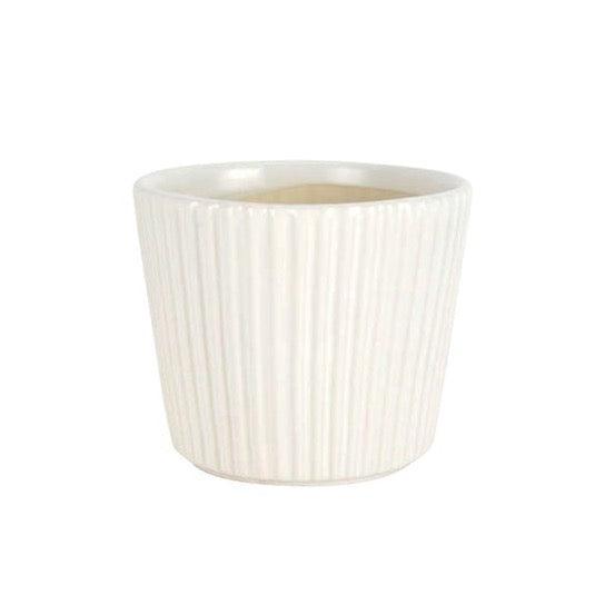 Ribbed Ceramic Planter White - Small - Humble & Grand Homestore