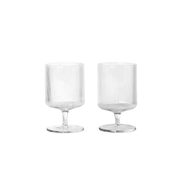 Ripple Wine Glasses - Set of 2 - Clear - Humble & Grand Homestore
