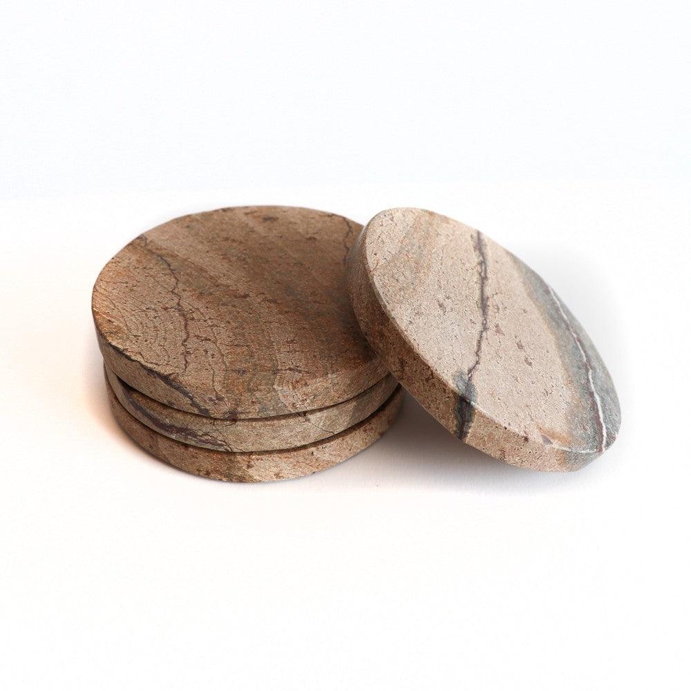Taupe Marble Coasters - Round - Humble & Grand Homestore