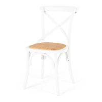 Villa X Back Dining Chair - Aged White Rattan Seat - Humble & Grand Homestore