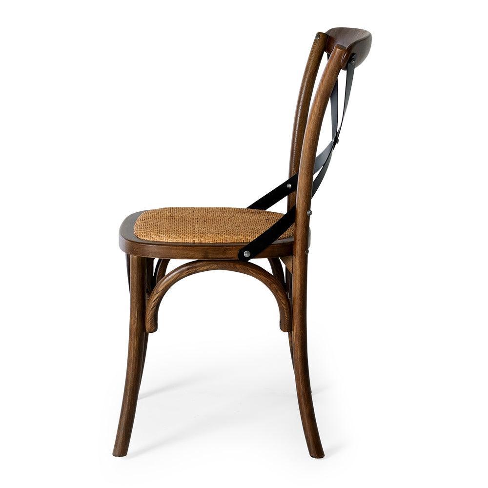 Villa X Back Dining Chair - Deep Oak Rattan Seat - Humble & Grand Homestore