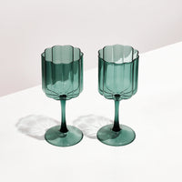 Wave Wine Glasses - Teal - Humble & Grand Homestore