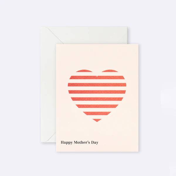 Card - Happy Mother's Day Red Stripe Heart - Humble & Grand Homestore