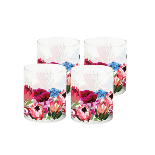 Botanic Blooms Glasses - Set of 4 - Humble & Grand Homestore